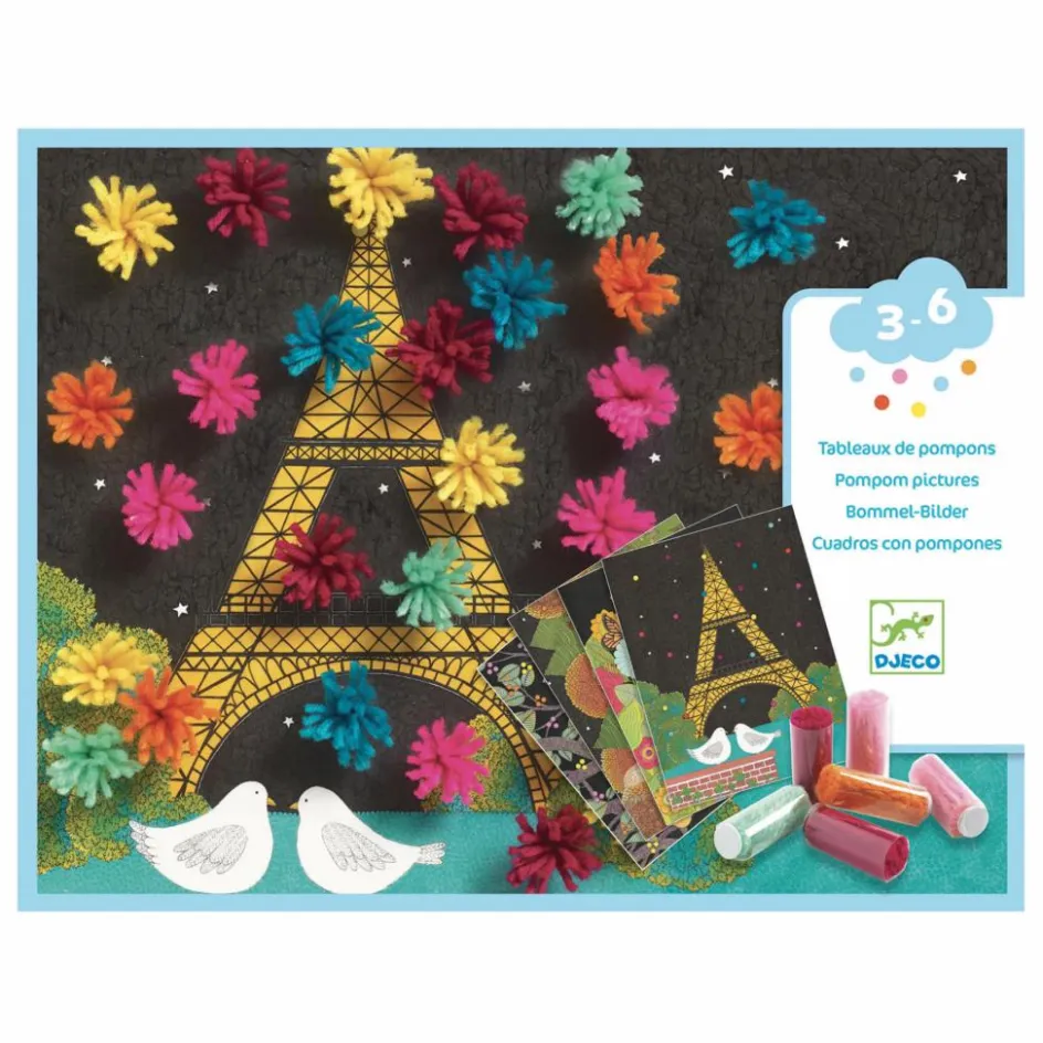 New Djeco Collages des petits Explosion de pompons Multicolore