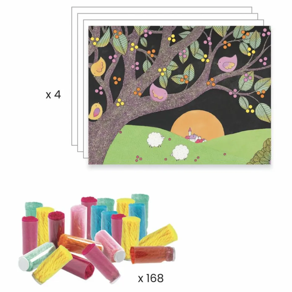 New Djeco Collages des petits Explosion de pompons Multicolore