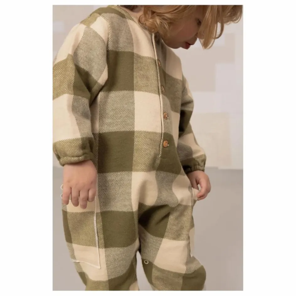 Outlet Studio Bohème Combinaison Big Papi Carreaux Coton Bio | Vert kaki