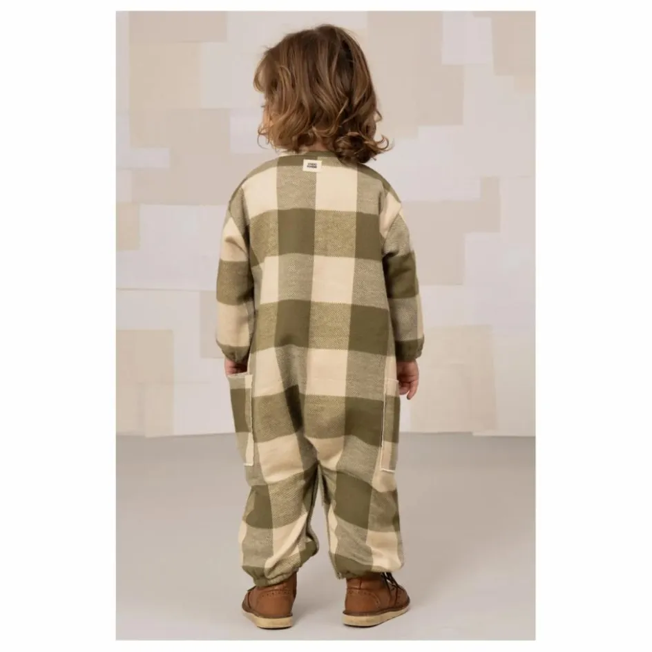 Outlet Studio Bohème Combinaison Big Papi Carreaux Coton Bio | Vert kaki