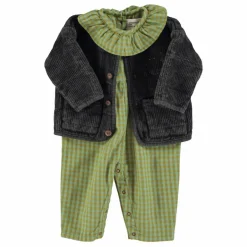 Piupiuchick Premières Tenues|Combinaisons Et Bodies*Combinaison Col Carreaux Coton Bio |