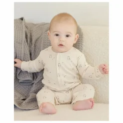 Hot Quincy Mae Combinaison Côtelée Hiboux Coton Bio | Ecru