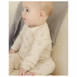 Hot Quincy Mae Combinaison Côtelée Hiboux Coton Bio | Ecru