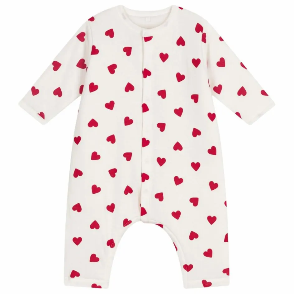 Petit Bateau Bodies, Combinaisons|Premières Tenues*Combinaison Cœurs Coton Ouatiné |