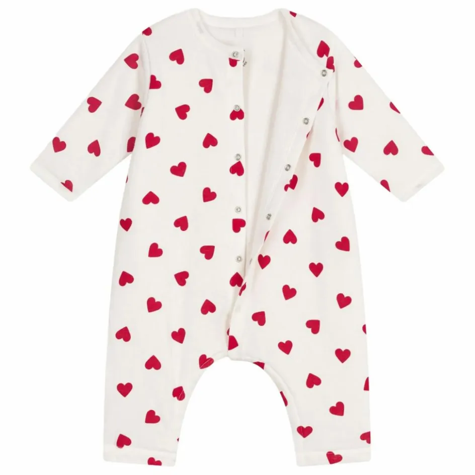 Petit Bateau Bodies, Combinaisons|Premières Tenues*Combinaison Cœurs Coton Ouatiné |