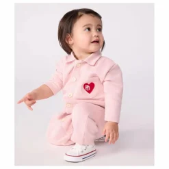 Outlet Petit Bateau Combinaison Pompiste Cœur Coton Bio | Rose