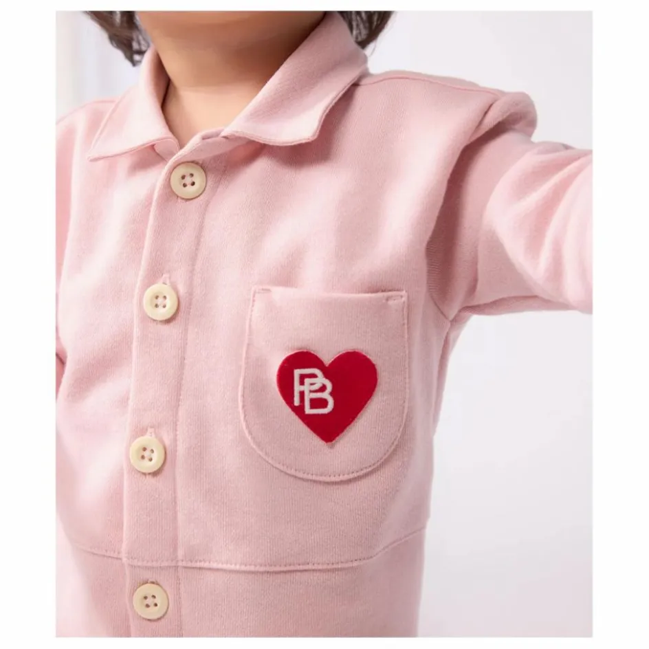 Outlet Petit Bateau Combinaison Pompiste Cœur Coton Bio | Rose