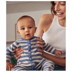 Petit Bateau Premières Tenues|Combinaisons Et Bodies*Combinaison Rayée Laine |