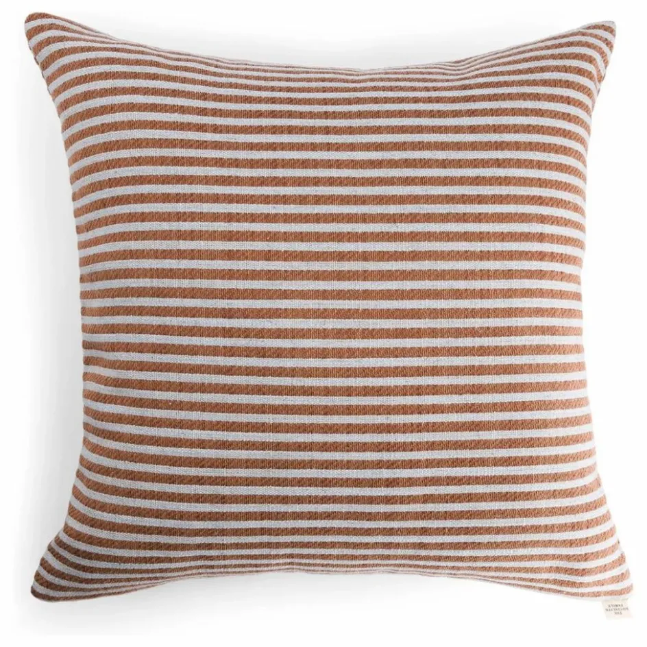 Outlet The Socialite Family Coussin carré Carino en tissu rayé | Marron