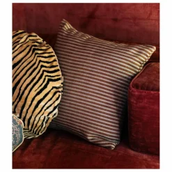 Outlet The Socialite Family Coussin carré Carino en tissu rayé | Marron