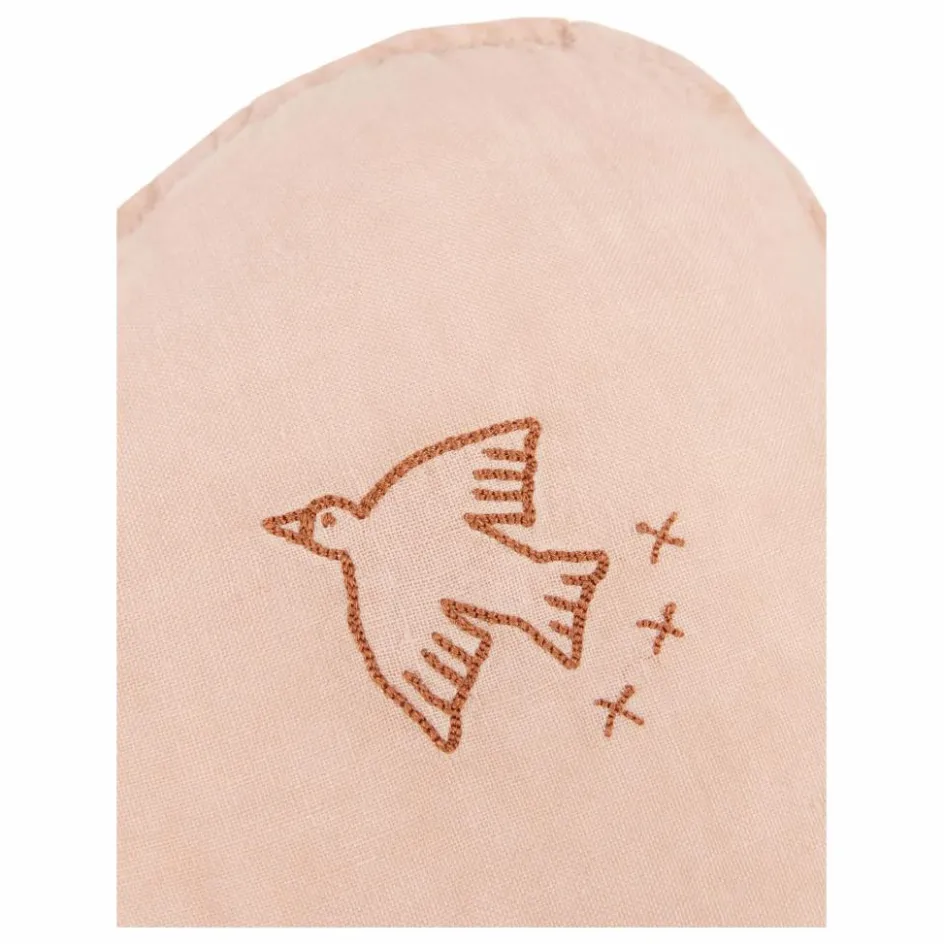 Online Nobodinoz Coussin Nuage avec broderie Oiseau - Lin Français | Rose poudré