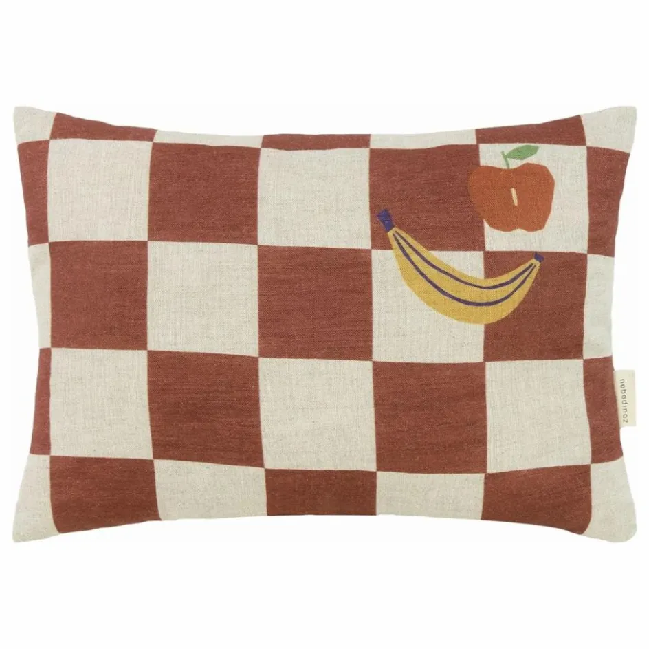 Nobodinoz Coussin rectangulaire Fruits Vibes - Lin Français ||Enfant Coussins|Coussins Enfant