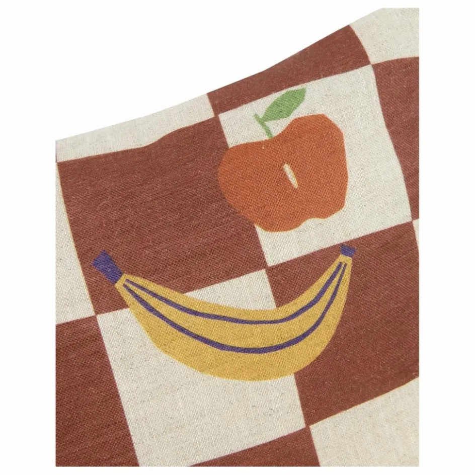 Nobodinoz Coussin rectangulaire Fruits Vibes - Lin Français ||Enfant Coussins|Coussins Enfant