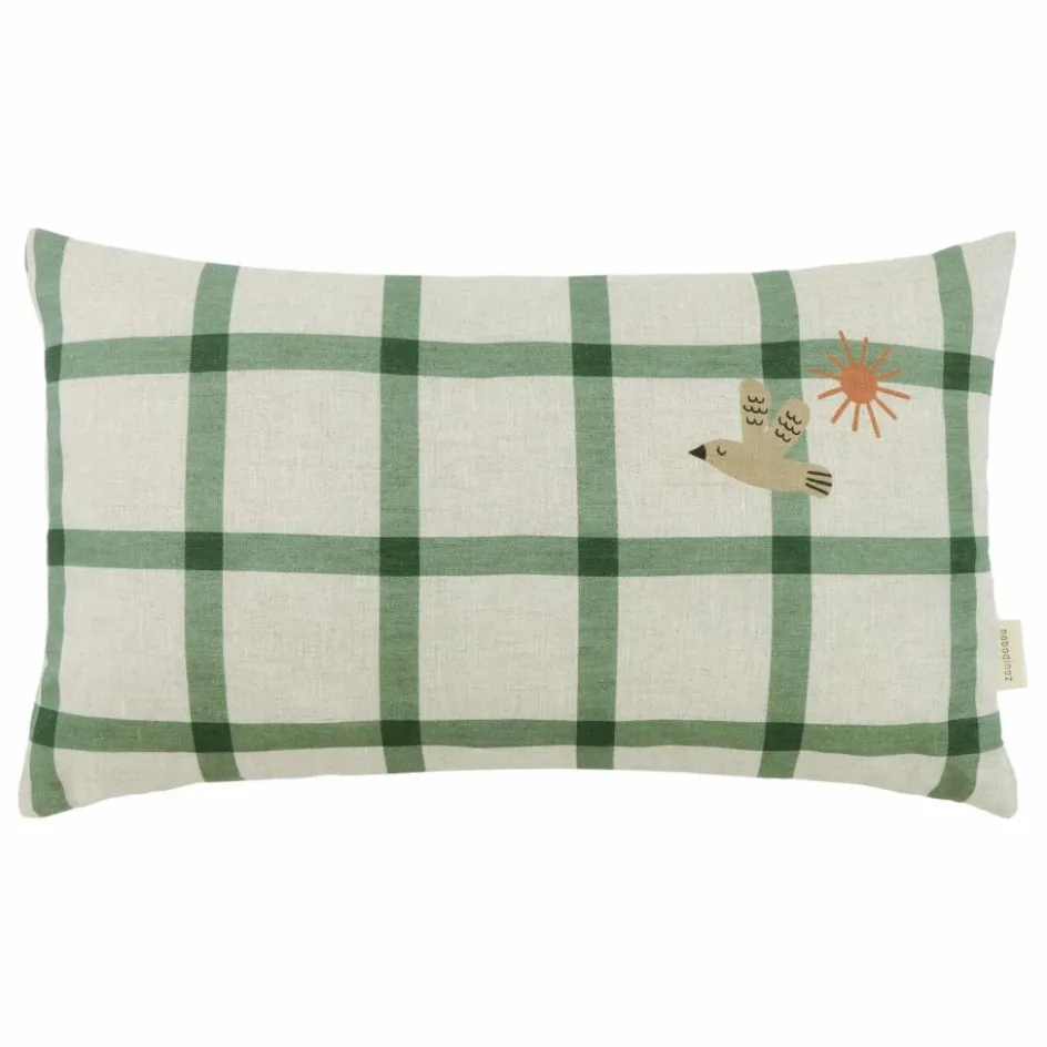 Best Nobodinoz Coussin rectangulaire Oiseau Vibes - Lin Français | Vert