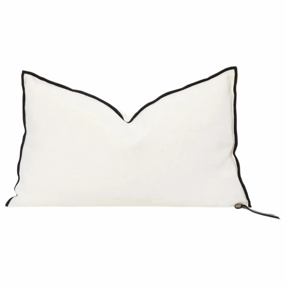 Hot Maison de Vacances Coussin Vice Versa Black Line en lin stone washed | Crème