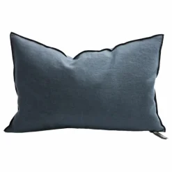 Discount Maison de Vacances Coussin Vice Versa Black Line en lin stone washed | Encre