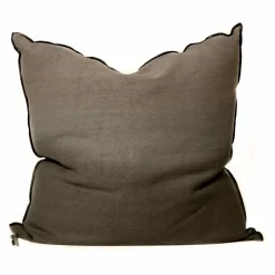 Maison de Vacances Coussins*Coussin Vice Versa Black Line en lin stone washed |