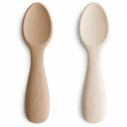 Clearance Mushie Couverts d'apprentissage en silicone | Beige