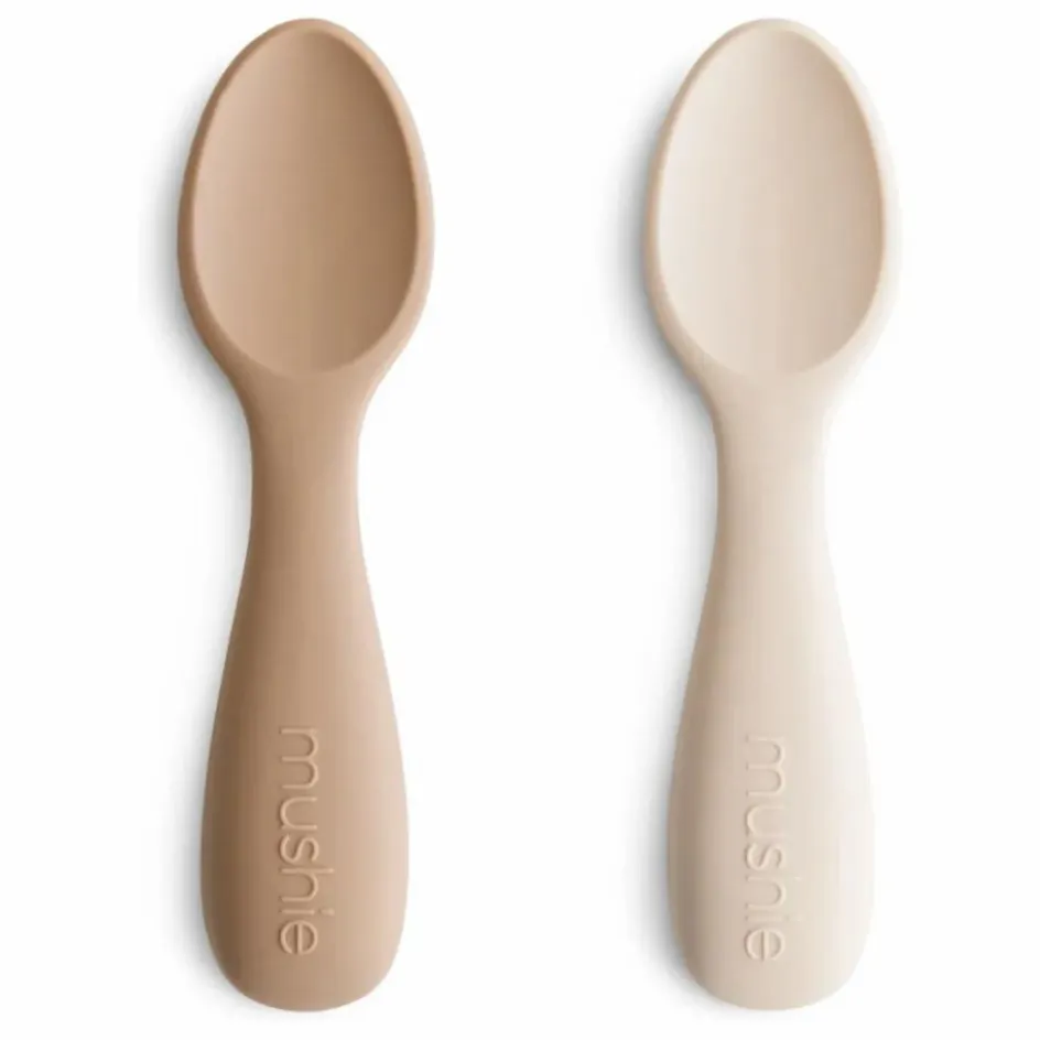 Clearance Mushie Couverts d'apprentissage en silicone | Beige