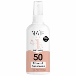 Online Naïf Natural Skincare Crème solaire en spray bébé et enfant SPF50 - 100 ml Non teinté