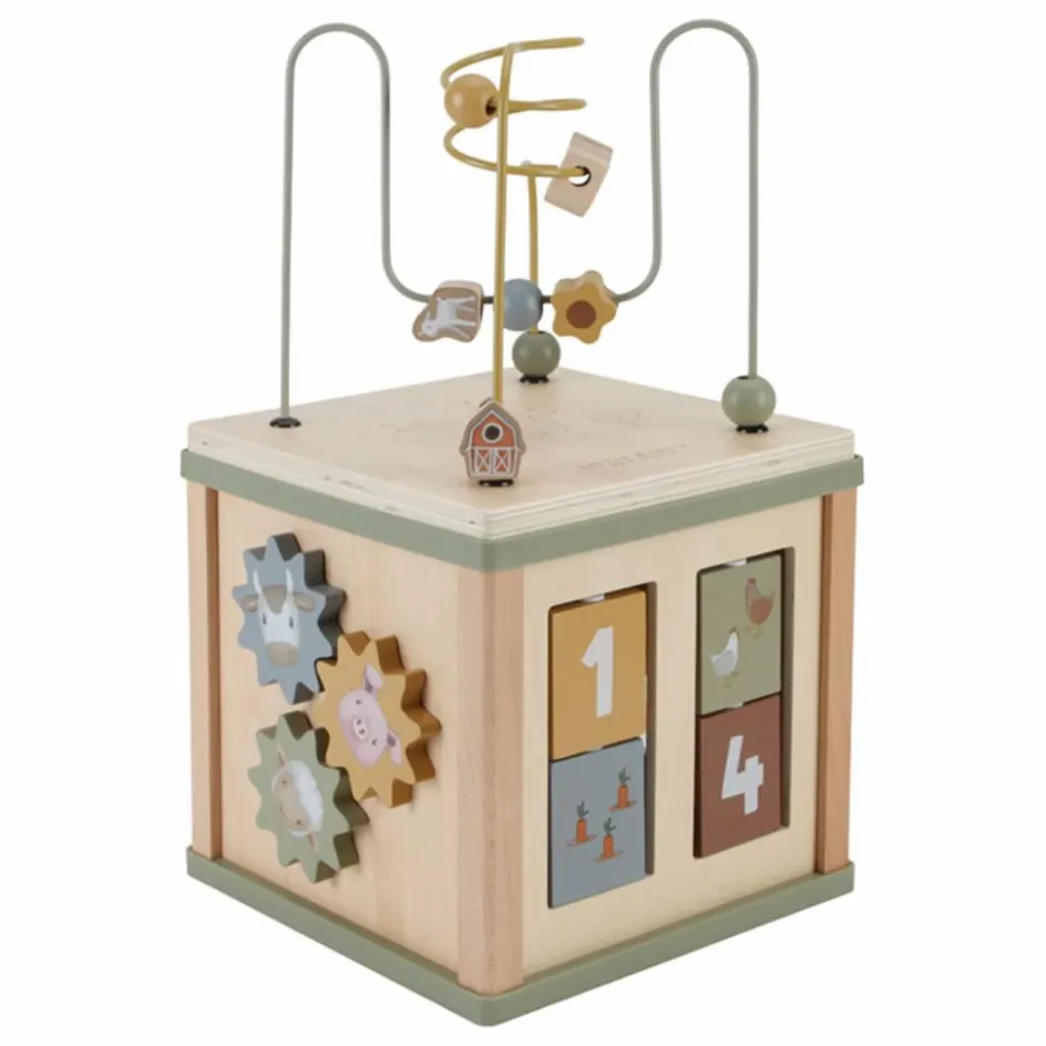 Little Dutch Cube d'activités en bois FSC - Little Farm| Jouets D'Éveil|Jouets D'Éveil
