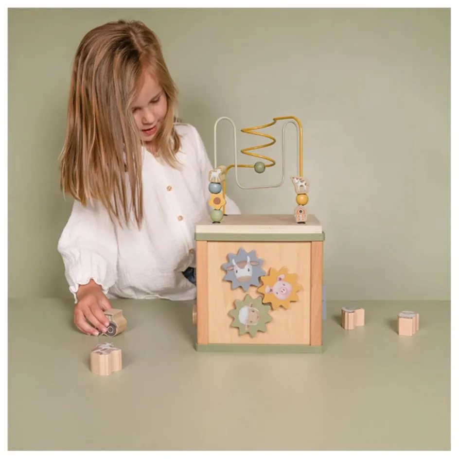 Little Dutch Cube d'activités en bois FSC - Little Farm| Jouets D'Éveil|Jouets D'Éveil