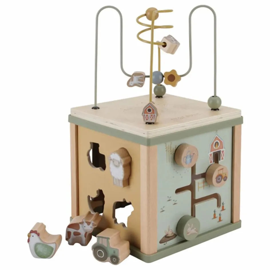 Little Dutch Cube d'activités en bois FSC - Little Farm| Jouets D'Éveil|Jouets D'Éveil