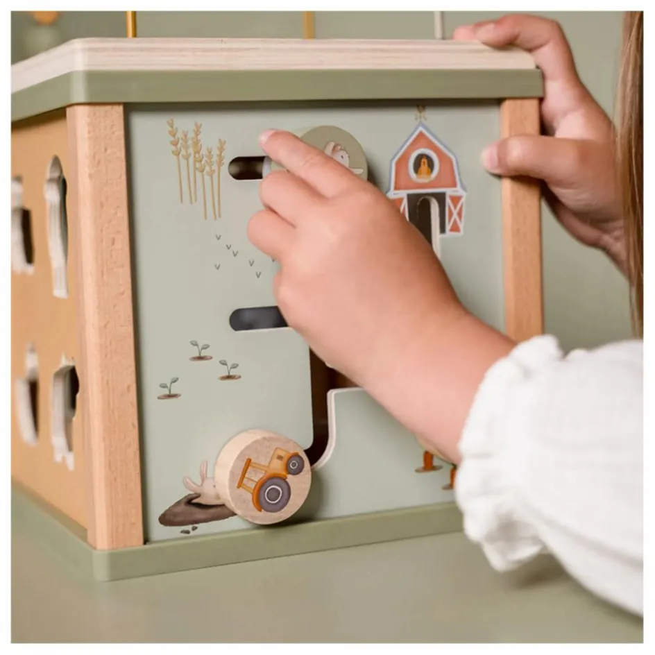 Little Dutch Cube d'activités en bois FSC - Little Farm| Jouets D'Éveil|Jouets D'Éveil