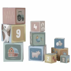 Little Dutch Cubes à empiler en carton FSC - Little Farm| Jouets D'Éveil|Jouets D'Éveil