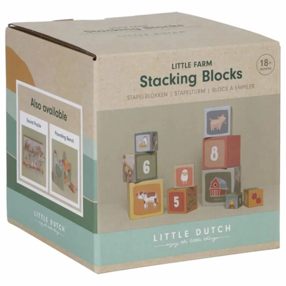 Little Dutch Cubes à empiler en carton FSC - Little Farm| Jouets D'Éveil|Jouets D'Éveil