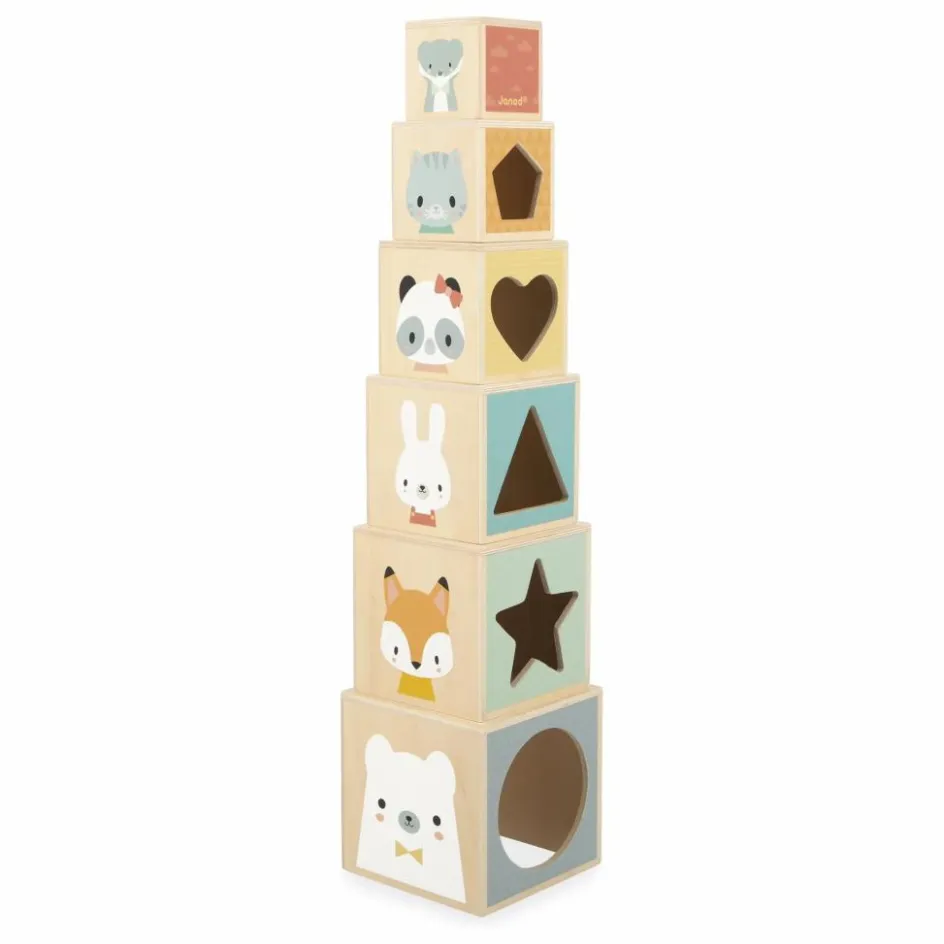 Janod Cubes à empiler Pure| Jouets D'Éveil|Jouets D'Éveil