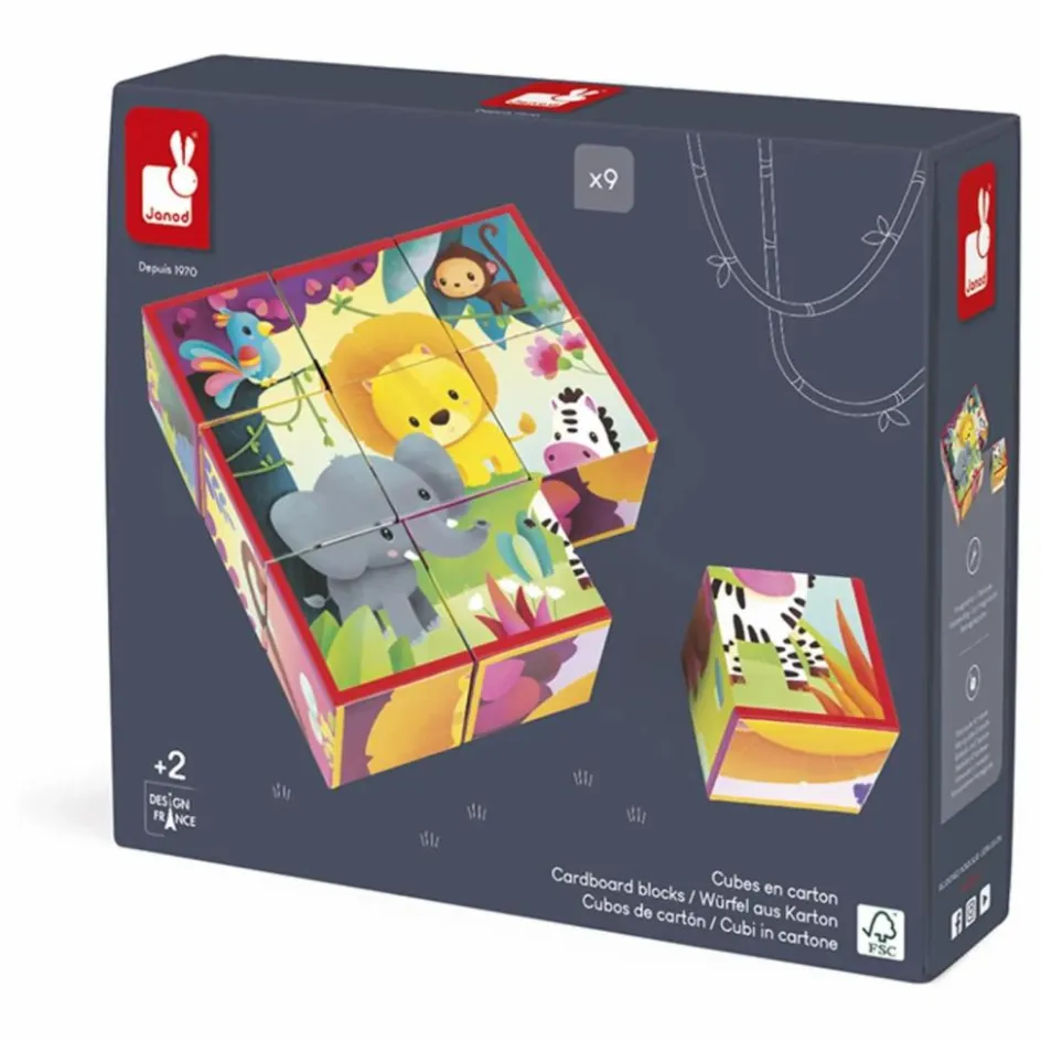 Sale Janod Cubes animaux de la jungle - Set de 9 Multicolore