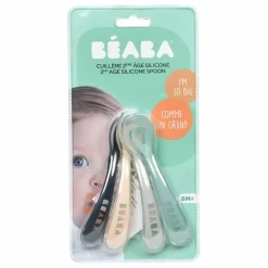 Béaba Premiers Repas|Puériculture*Cuillère 2ème âge soft en silicone - Lot de 4