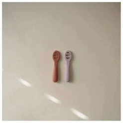 Mushie Cuillères bébé en silicone | Lilas| Premiers Repas|Puériculture