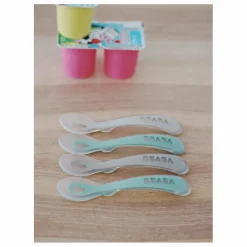 New Cuillères 2eme âge soft en silicone - Set de 4 | Premiers Repas|Puériculture