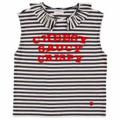 New Sisters Department Débardeur Natalie Cheesy Saucy Crispy Rayé Coton Flamé | Noir