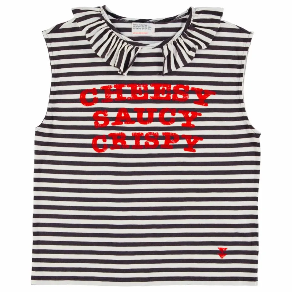 New Sisters Department Débardeur Natalie Cheesy Saucy Crispy Rayé Coton Flamé | Noir