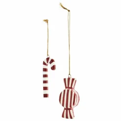 Discount Madam Stoltz Décoration de Noël en papier mâché - Set de 2 | Rouge
