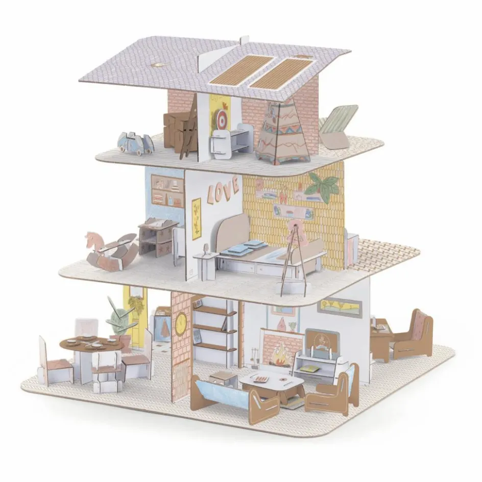 Djeco DIY - Maison de poupées en carton| Loisirs Créatifs