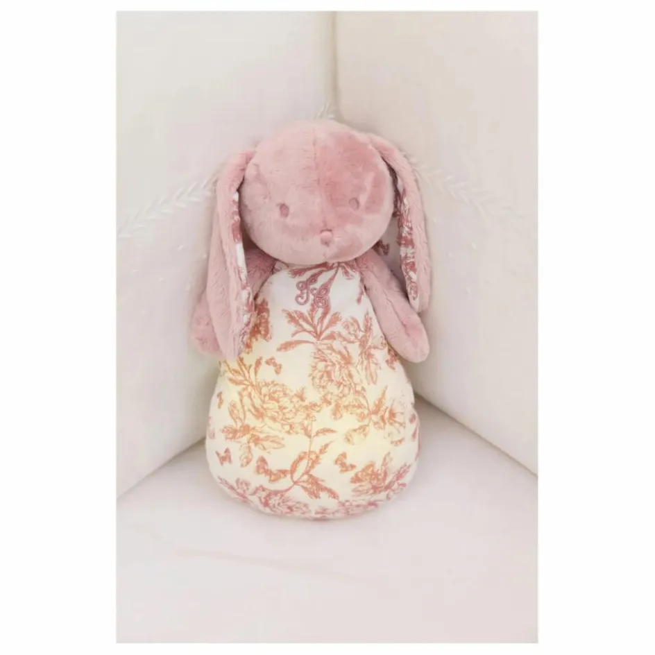 Outlet Tartine et Chocolat Doudou veilleuse Augustin le lapin Toile de Jouy | Rose pêche