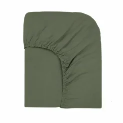 New Communauté de biens Drap-housse en lin lavé | Vert kaki