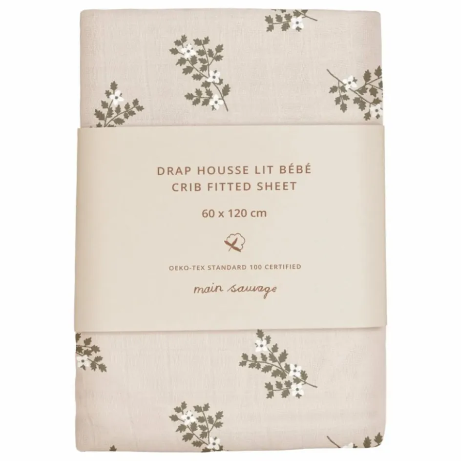 Discount Main Sauvage Drap-housse Holly Flowers | Sable