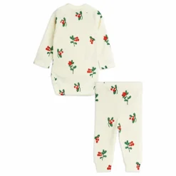 Clearance Mini Rodini Ensemble Body et Legging Fleuri Coton Bio | Ecru