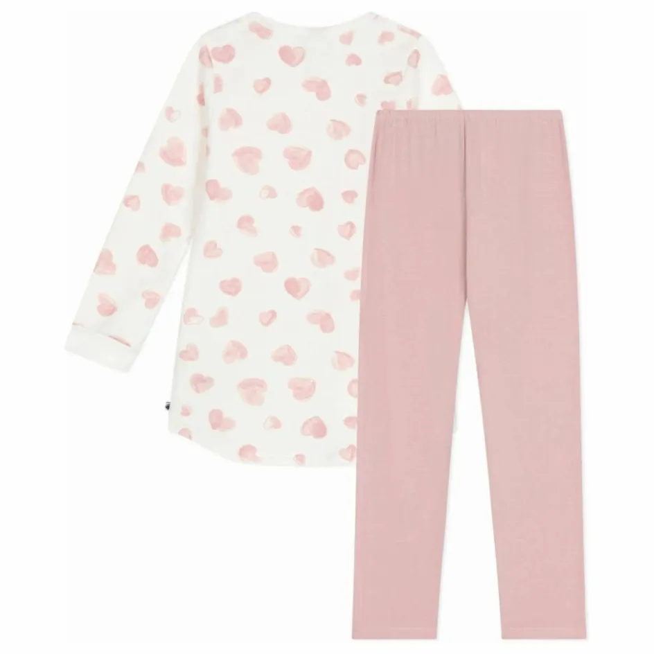 Petit Bateau Ensemble Chemise de Nuit et Legging Cœurs Coton Bio ||Enfant Nuit, Sous-Vêtements