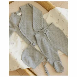 Quincy Mae Ensemble Gilet Pantalon et Béguin Maille Coton Bio || Bodies, Combinaisons|Combinaisons Et Bodies