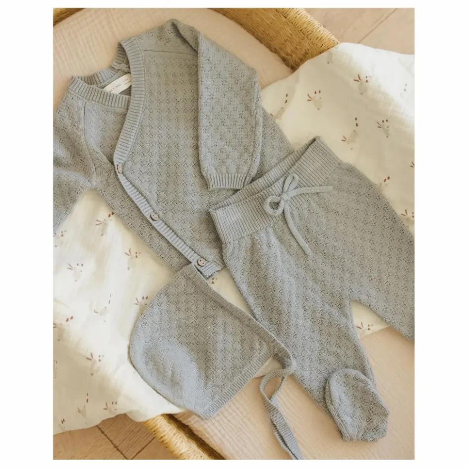 Quincy Mae Ensemble Gilet Pantalon et Béguin Maille Coton Bio || Bodies, Combinaisons|Combinaisons Et Bodies
