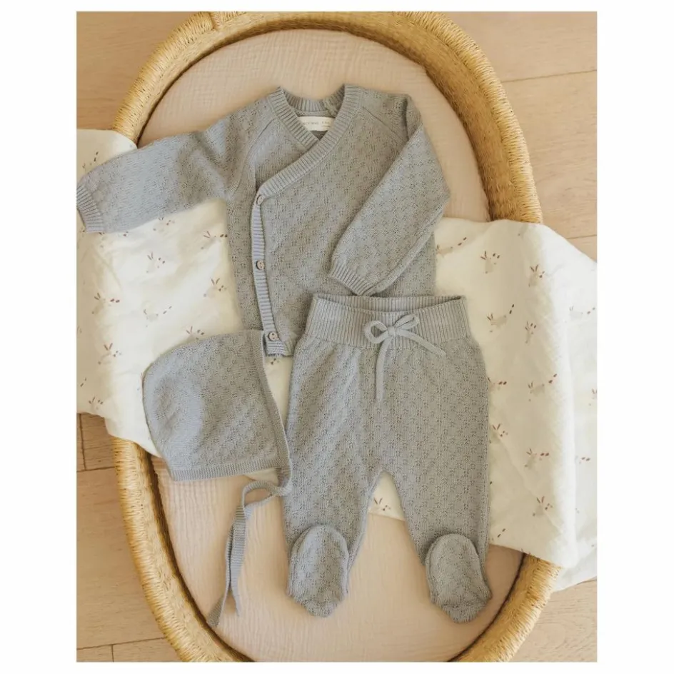 Quincy Mae Ensemble Gilet Pantalon et Béguin Maille Coton Bio || Bodies, Combinaisons|Combinaisons Et Bodies