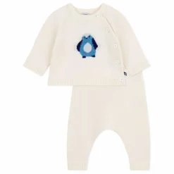 Hot Petit Bateau Ensemble Pull et Legging Pingouin Laine | Ecru