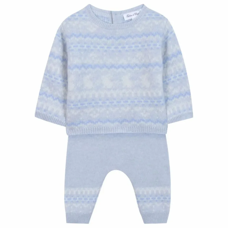 Tartine et Chocolat Ensemble Pull et Legging Cachemire | Bleu Clair