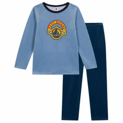 Sale Petit Bateau Ensemble Pyjama Velours | Bleu